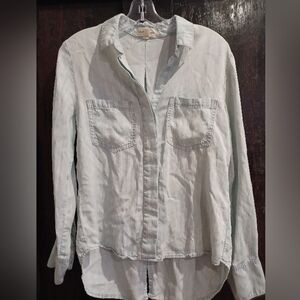 Cloth & Stone Split-Back Chambray Buttondown Blouse 100% Tencel Lyocell